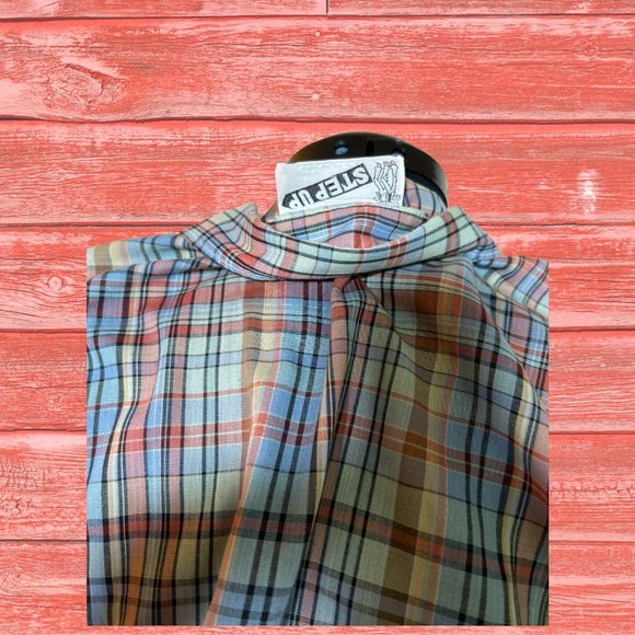 Vintage 1980's Plaid Button Down Shirt Lightweight Step Up Brand Western S/M - Picture 5 of 5